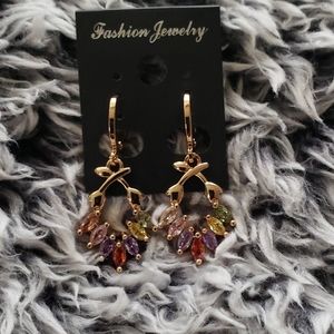 18K Yellow gold-filled multicolor topaz earring